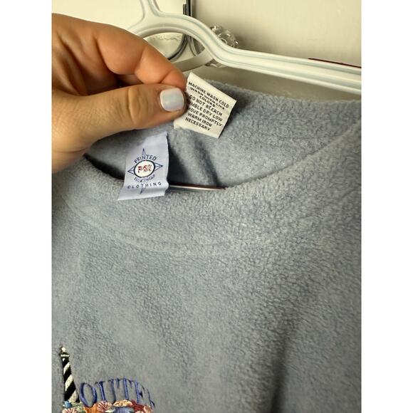 Vintage Outer Banks Granny Blue Fleece Embroidered Crewneck Sweatshirt Size XL - Picture 6 of 7